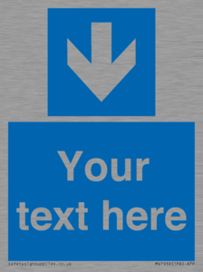 Custom Mandatory directional sign, blue arrow down